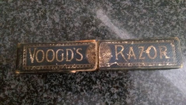 Image 2 of Antique " Voogd's razor box ". Early 1900