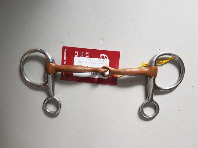 Preview of the first image of Hanging Cheek Copper Snaffle 5 1/2".