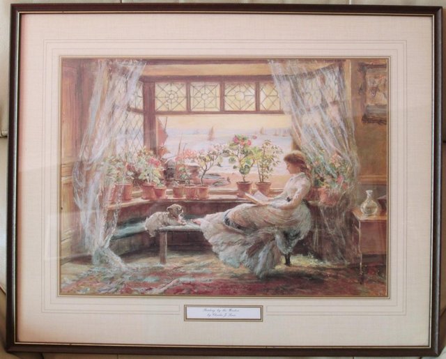 Preview of the first image of Pretty Picture, Reading by the Window by Charles J. Lewis.