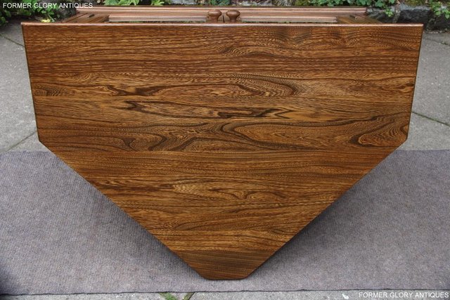 Image 4 of ERCOL GOLDEN DAWN ELM CORNER TV CABINET STAND TABLE UNIT