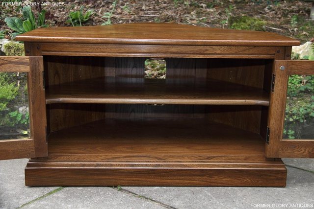 Image 11 of ERCOL GOLDEN DAWN ELM CORNER TV CABINET STAND TABLE UNIT