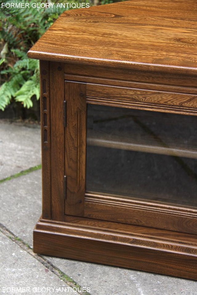 Image 14 of ERCOL GOLDEN DAWN ELM CORNER TV CABINET STAND TABLE UNIT