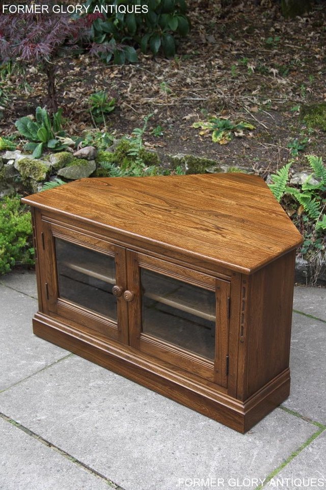 Image 24 of ERCOL GOLDEN DAWN ELM CORNER TV CABINET STAND TABLE UNIT