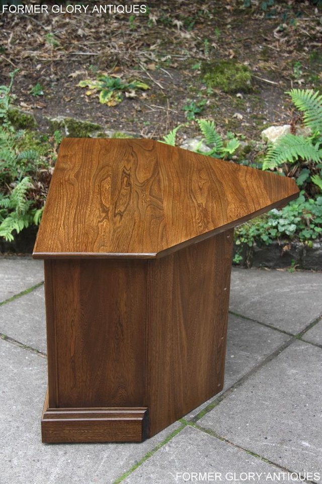 Image 32 of ERCOL GOLDEN DAWN ELM CORNER TV CABINET STAND TABLE UNIT