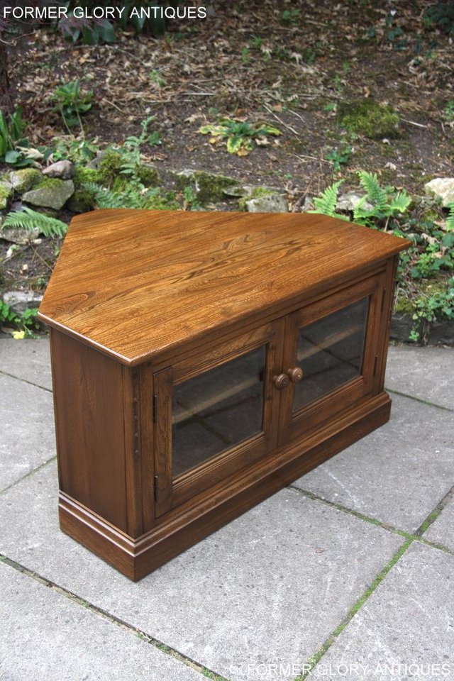 Image 44 of ERCOL GOLDEN DAWN ELM CORNER TV CABINET STAND TABLE UNIT