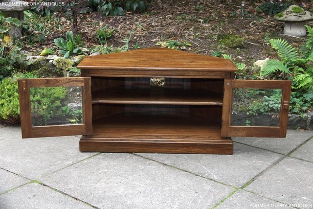 Image 45 of ERCOL GOLDEN DAWN ELM CORNER TV CABINET STAND TABLE UNIT