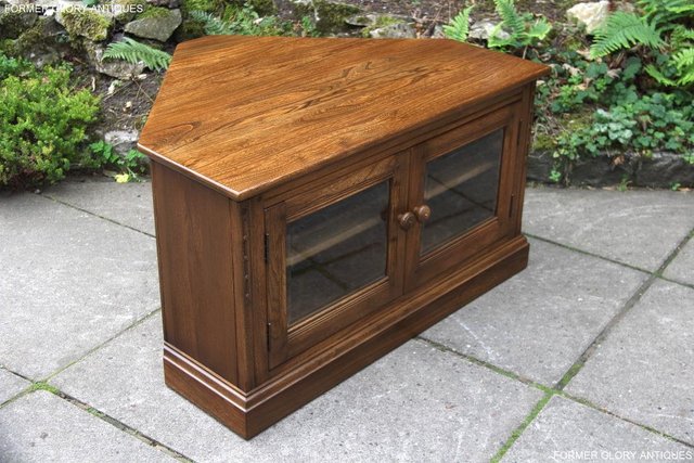 Image 47 of ERCOL GOLDEN DAWN ELM CORNER TV CABINET STAND TABLE UNIT
