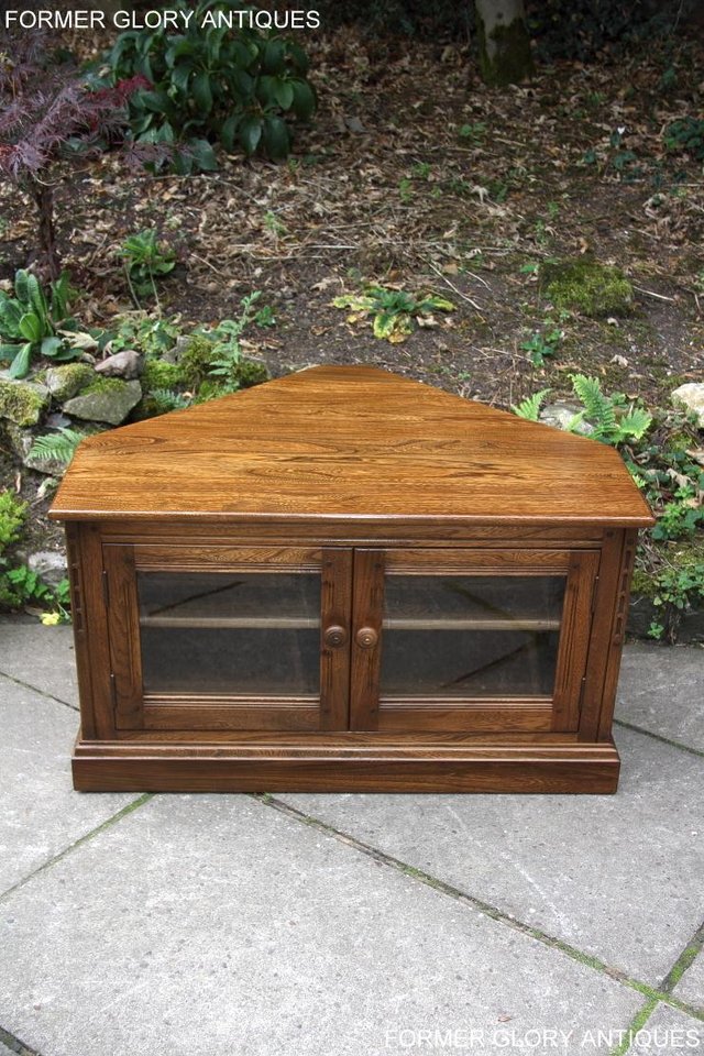 Image 52 of ERCOL GOLDEN DAWN ELM CORNER TV CABINET STAND TABLE UNIT