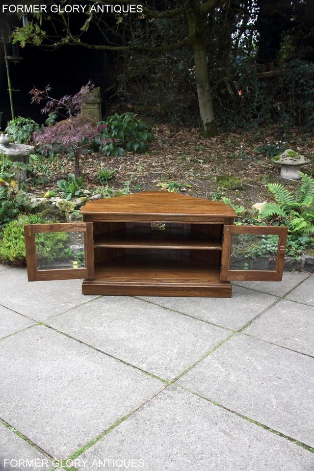Image 59 of ERCOL GOLDEN DAWN ELM CORNER TV CABINET STAND TABLE UNIT