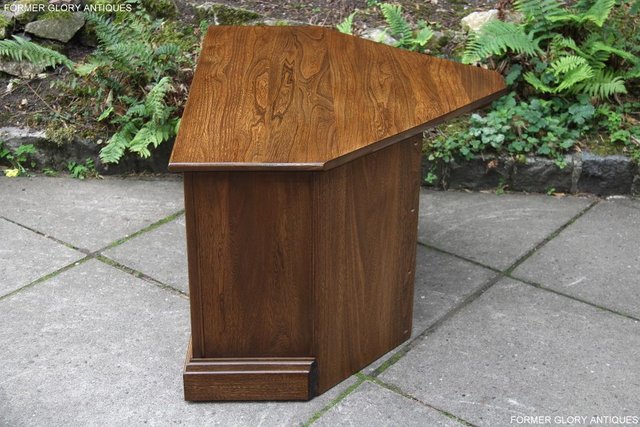 Image 79 of ERCOL GOLDEN DAWN ELM CORNER TV CABINET STAND TABLE UNIT