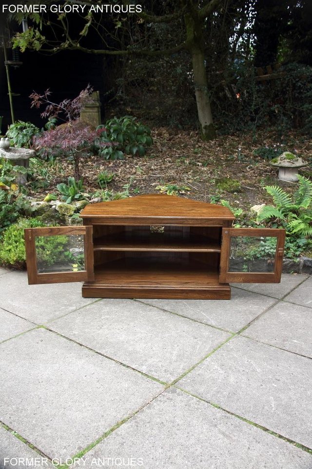 Image 84 of ERCOL GOLDEN DAWN ELM CORNER TV CABINET STAND TABLE UNIT