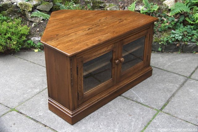 Image 87 of ERCOL GOLDEN DAWN ELM CORNER TV CABINET STAND TABLE UNIT