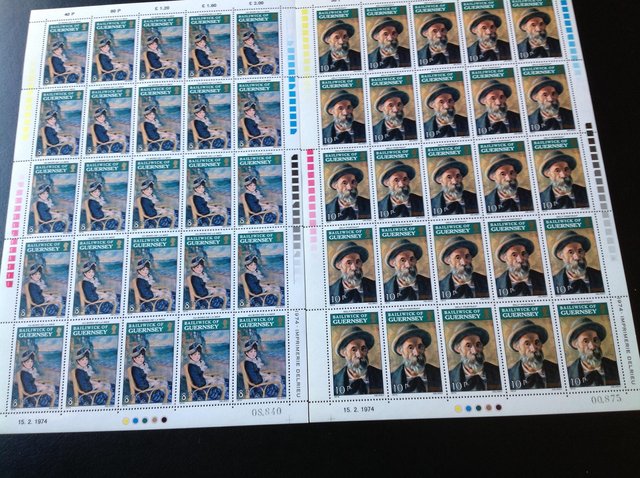 Preview of the first image of 4 Sheets 25 stamps each Bailiwick of Guernsey- 1974.