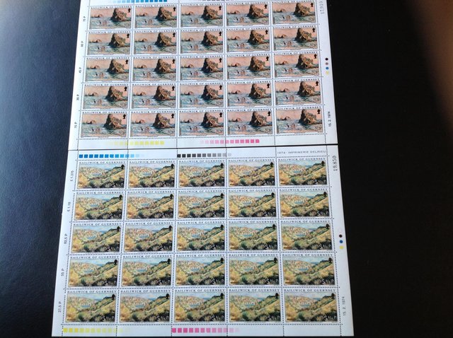 Image 2 of 4 Sheets 25 stamps each Bailiwick of Guernsey- 1974