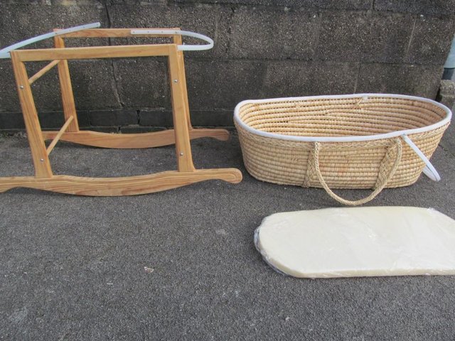 Preview of the first image of Moses Basket + Mattress + Rocking Stand..