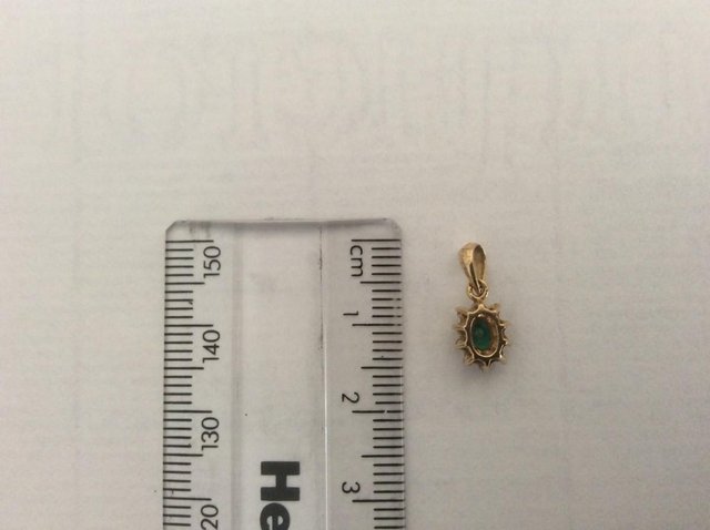 Image 2 of 9ct Gold Emerald & Diamond Pendent