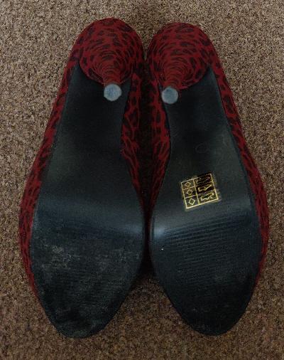 Image 3 of Ladies Red Animal Print Heels - Size 5                 BX10