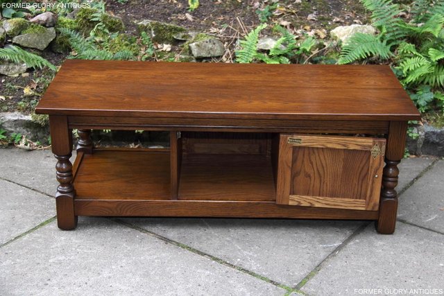 Image 4 of OLD CHARM LIGHT OAK LONG COFFEE WINE TABLE CABINET TV STAND