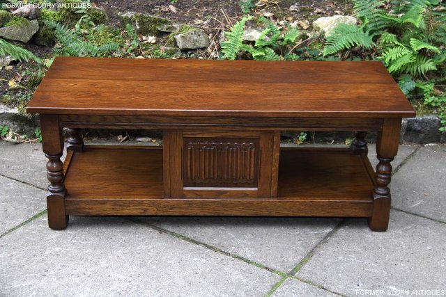 Image 6 of OLD CHARM LIGHT OAK LONG COFFEE WINE TABLE CABINET TV STAND