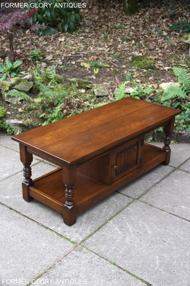 Image 17 of OLD CHARM LIGHT OAK LONG COFFEE WINE TABLE CABINET TV STAND