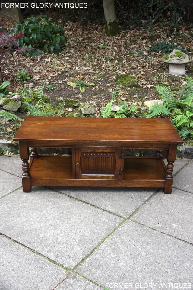 Image 18 of OLD CHARM LIGHT OAK LONG COFFEE WINE TABLE CABINET TV STAND