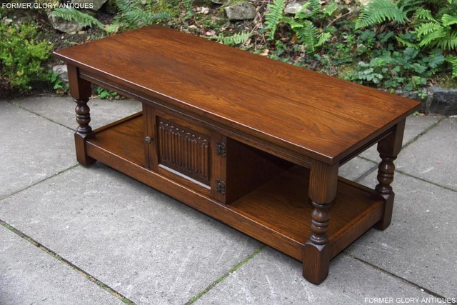 Image 41 of OLD CHARM LIGHT OAK LONG COFFEE WINE TABLE CABINET TV STAND