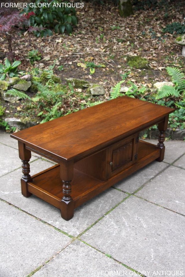 Image 57 of OLD CHARM LIGHT OAK LONG COFFEE WINE TABLE CABINET TV STAND