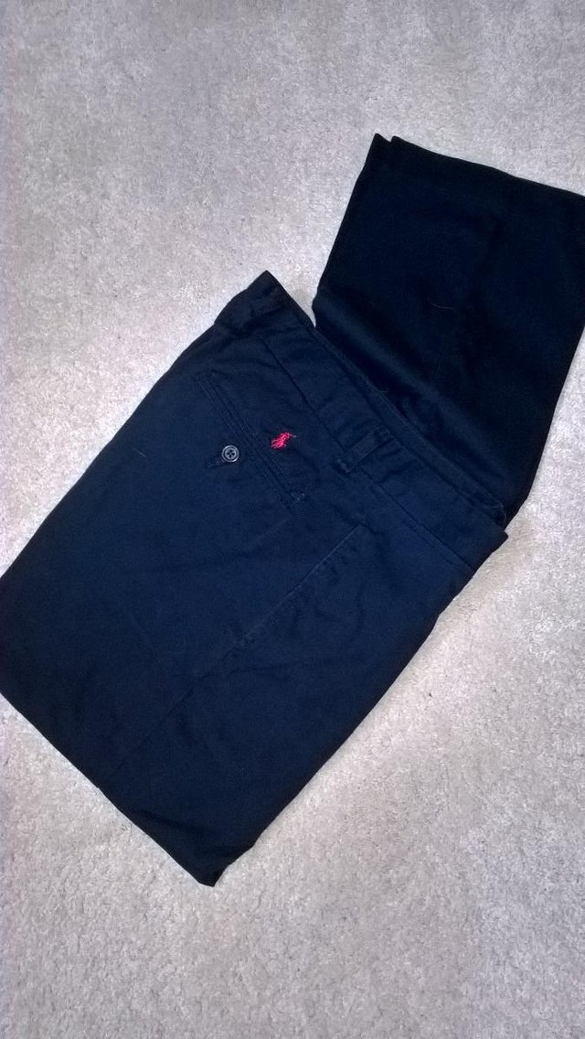 Preview of the first image of Ralph Lauren Polo boy's Navy Chinos Age 13-15.