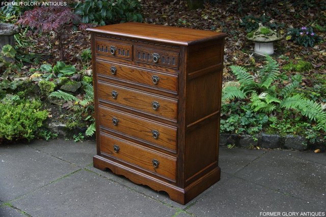 Image 18 of OLD CHARM LIGHT OAK TALL CHEST OF DRAWERS TV STAND SIDEBOARD