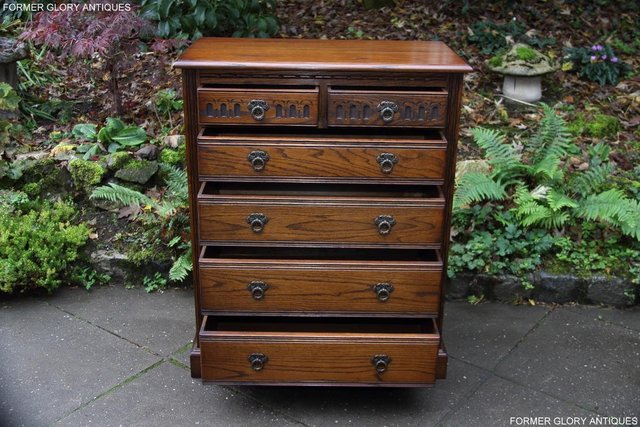 Image 24 of OLD CHARM LIGHT OAK TALL CHEST OF DRAWERS TV STAND SIDEBOARD