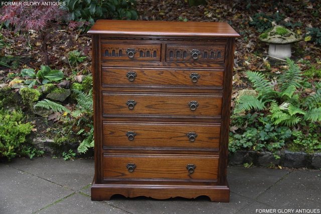 Image 26 of OLD CHARM LIGHT OAK TALL CHEST OF DRAWERS TV STAND SIDEBOARD