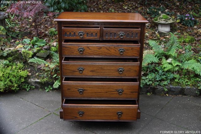 Image 37 of OLD CHARM LIGHT OAK TALL CHEST OF DRAWERS TV STAND SIDEBOARD