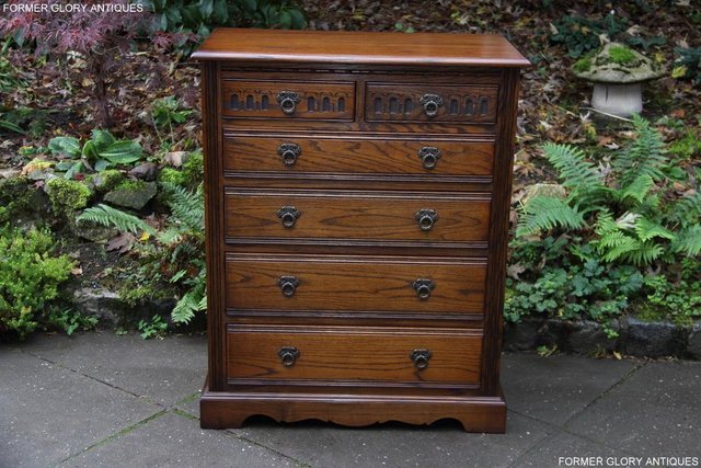 Image 51 of OLD CHARM LIGHT OAK TALL CHEST OF DRAWERS TV STAND SIDEBOARD