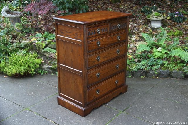 Image 52 of OLD CHARM LIGHT OAK TALL CHEST OF DRAWERS TV STAND SIDEBOARD