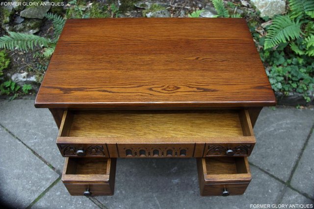 Image 11 of OLD CHARM LIGHT OAK WRITING TABLE LAPTOP STAND DESK DRAWERS
