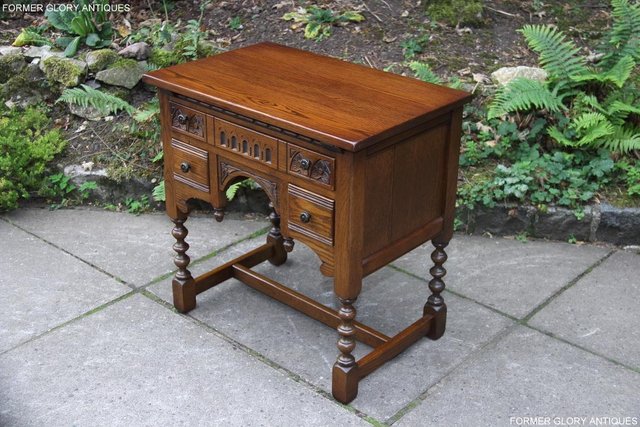 Image 18 of OLD CHARM LIGHT OAK WRITING TABLE LAPTOP STAND DESK DRAWERS