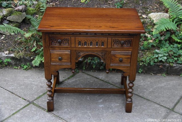 Image 57 of OLD CHARM LIGHT OAK WRITING TABLE LAPTOP STAND DESK DRAWERS