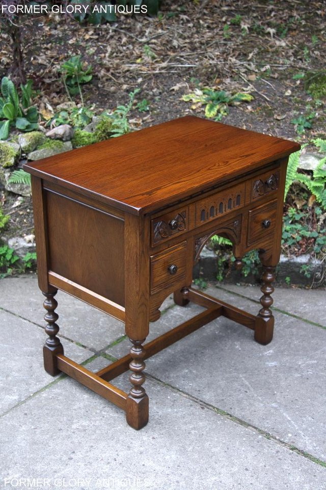 Image 65 of OLD CHARM LIGHT OAK WRITING TABLE LAPTOP STAND DESK DRAWERS