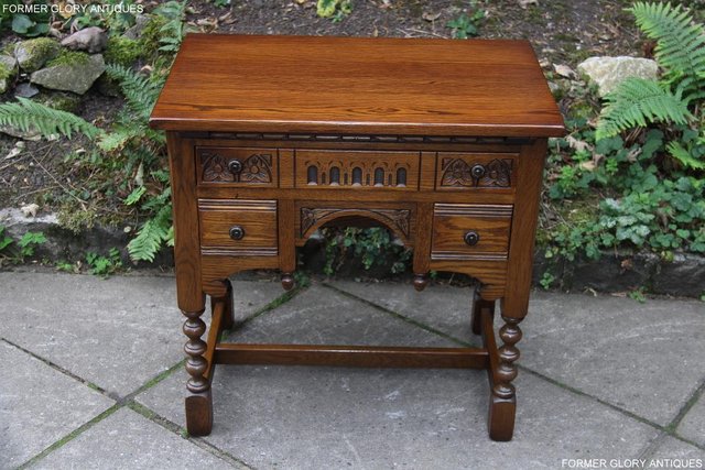 Image 70 of OLD CHARM LIGHT OAK WRITING TABLE LAPTOP STAND DESK DRAWERS