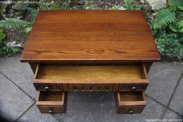 Image 72 of OLD CHARM LIGHT OAK WRITING TABLE LAPTOP STAND DESK DRAWERS