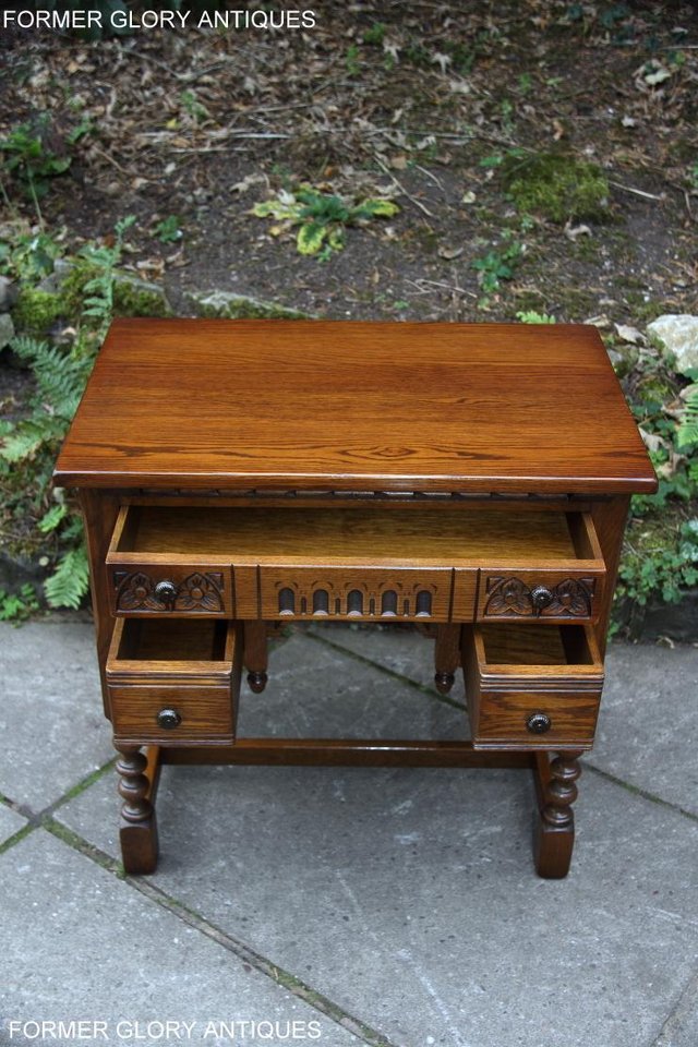 Image 79 of OLD CHARM LIGHT OAK WRITING TABLE LAPTOP STAND DESK DRAWERS