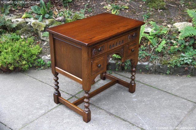 Image 92 of OLD CHARM LIGHT OAK WRITING TABLE LAPTOP STAND DESK DRAWERS