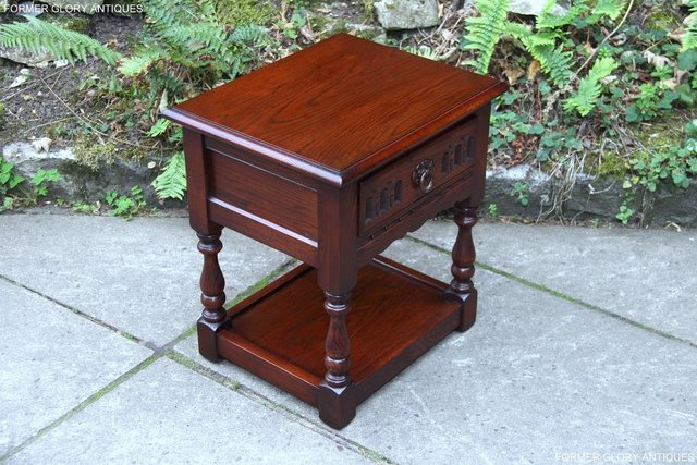 Image 2 of OLD CHARM TUDOR OAK LAMP TABLE WINE COFFEE PLANT BOOK STAND