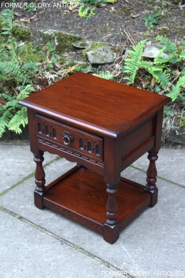Image 7 of OLD CHARM TUDOR OAK LAMP TABLE WINE COFFEE PLANT BOOK STAND