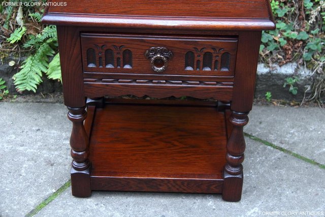 Image 14 of OLD CHARM TUDOR OAK LAMP TABLE WINE COFFEE PLANT BOOK STAND