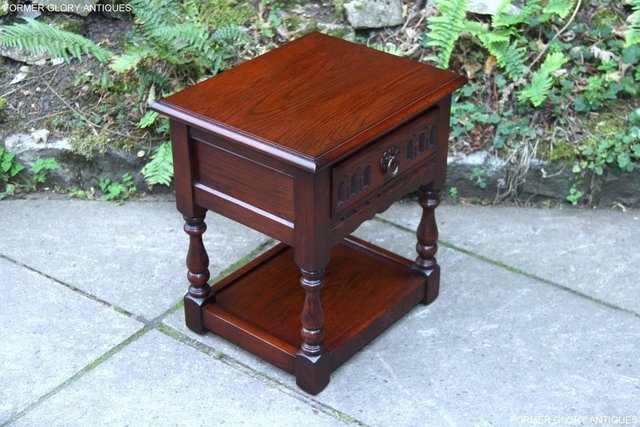 Image 17 of OLD CHARM TUDOR OAK LAMP TABLE WINE COFFEE PLANT BOOK STAND