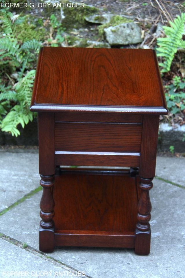 Image 19 of OLD CHARM TUDOR OAK LAMP TABLE WINE COFFEE PLANT BOOK STAND