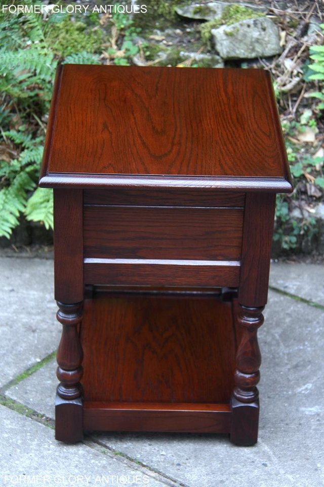 Image 21 of OLD CHARM TUDOR OAK LAMP TABLE WINE COFFEE PLANT BOOK STAND