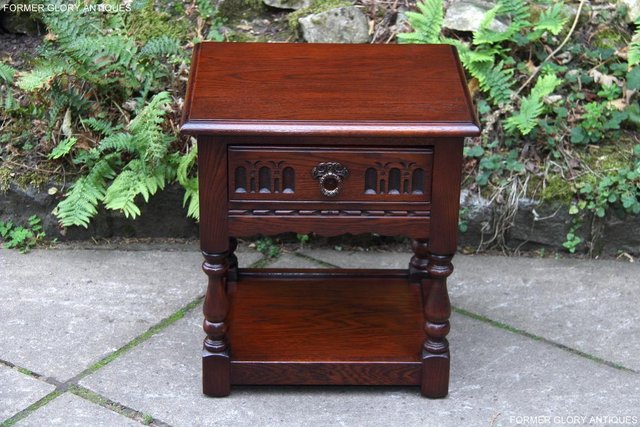 Image 23 of OLD CHARM TUDOR OAK LAMP TABLE WINE COFFEE PLANT BOOK STAND