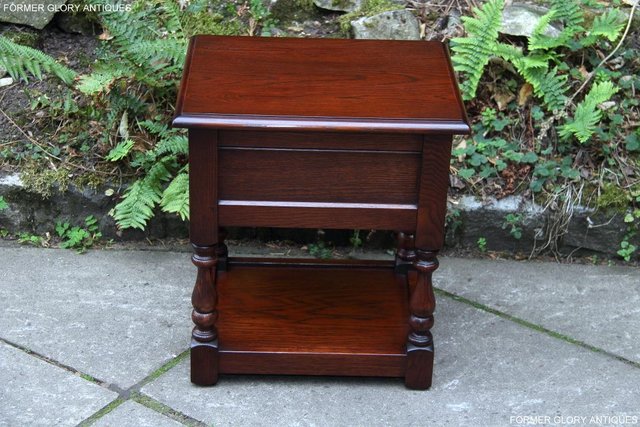 Image 29 of OLD CHARM TUDOR OAK LAMP TABLE WINE COFFEE PLANT BOOK STAND